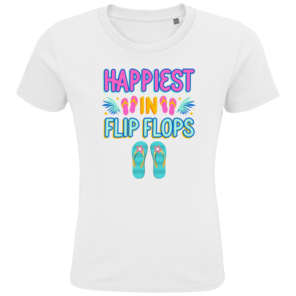 Pure Lebensfreude: Das "Happiest in Flip Flops" Organic Kinder-T-Shirt!