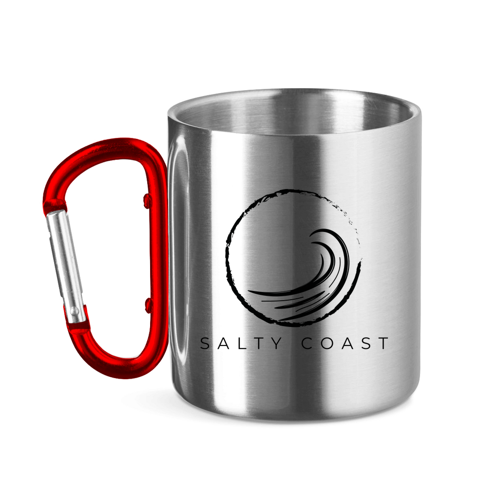 Edelstahltasse mit Karabinergriff Salty Wave