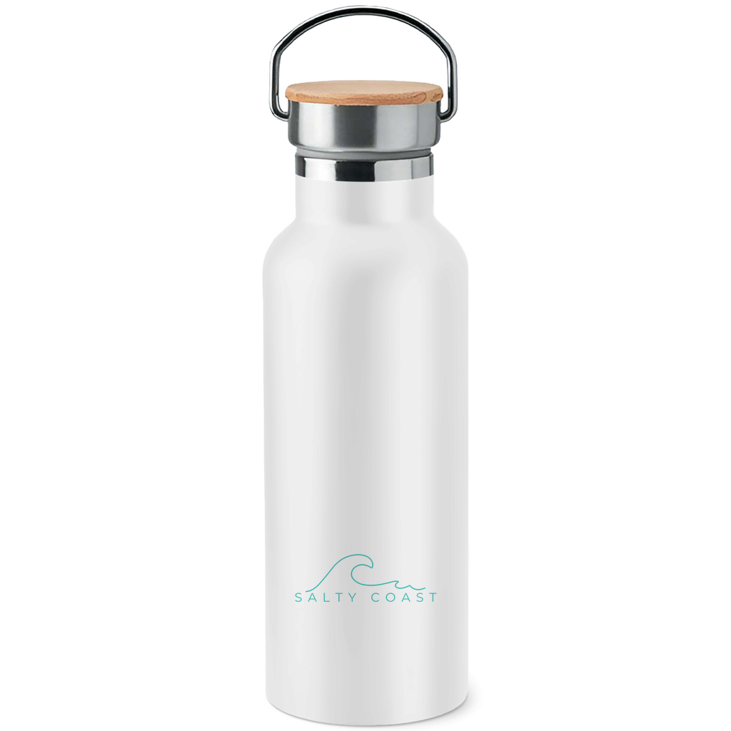 Edelstahl-Trinkflasche mit Bambusdeckel Salty Coast