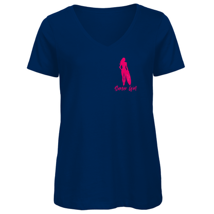 Premium Bio V-Neck: Surfer Girl für jeden Tag