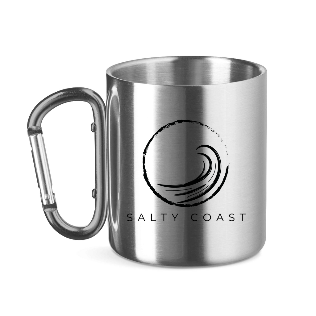 Edelstahltasse mit Karabinergriff Salty Wave
