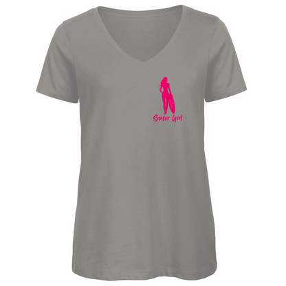 Premium Bio V-Neck: Surfer Girl für jeden Tag