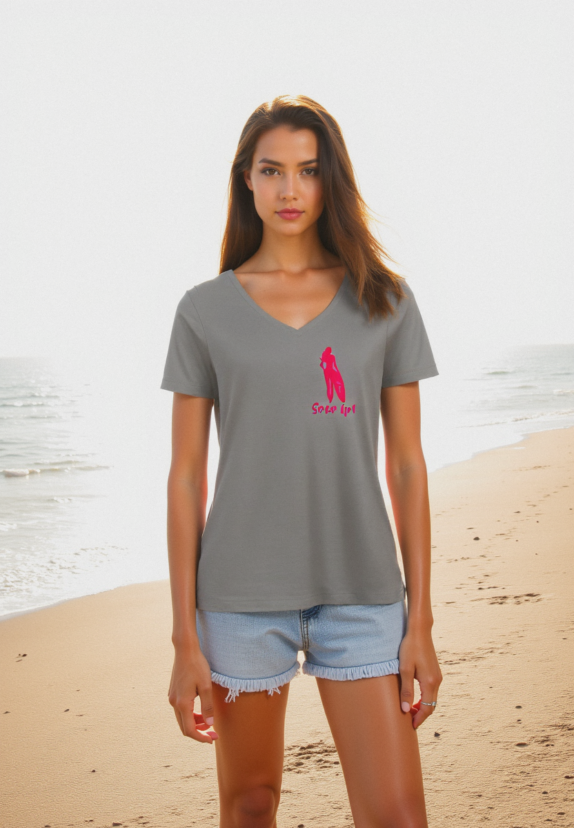 Premium Bio V-Neck: Surfer Girl für jeden Tag