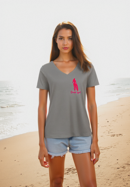 Premium Bio V-Neck: Surfer Girl für jeden Tag