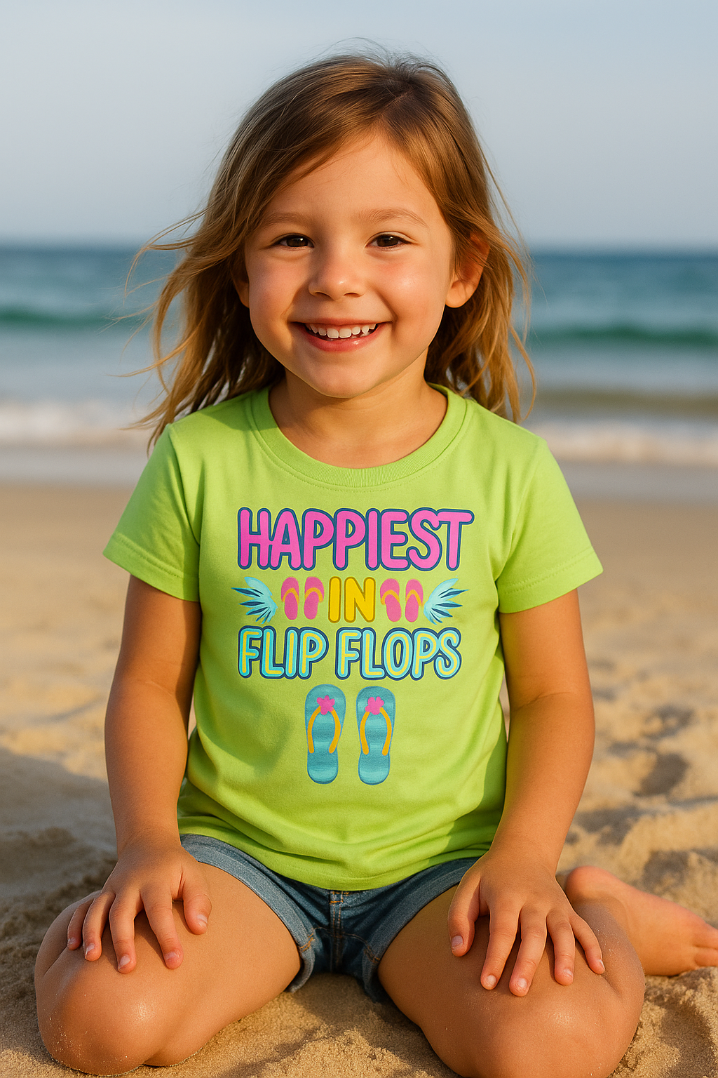 Pure Lebensfreude: Das "Happiest in Flip Flops" Organic Kinder-T-Shirt!