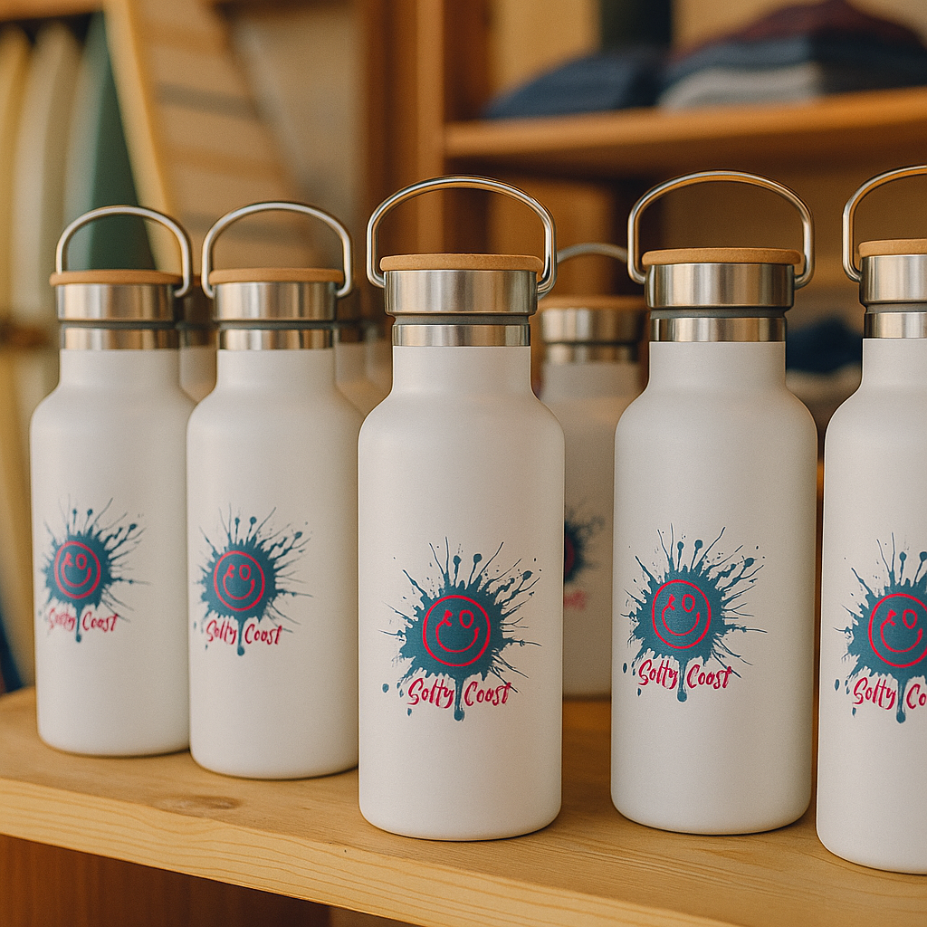 Corfu Trinkflasche mit Bambusdeckel - Blue Splash