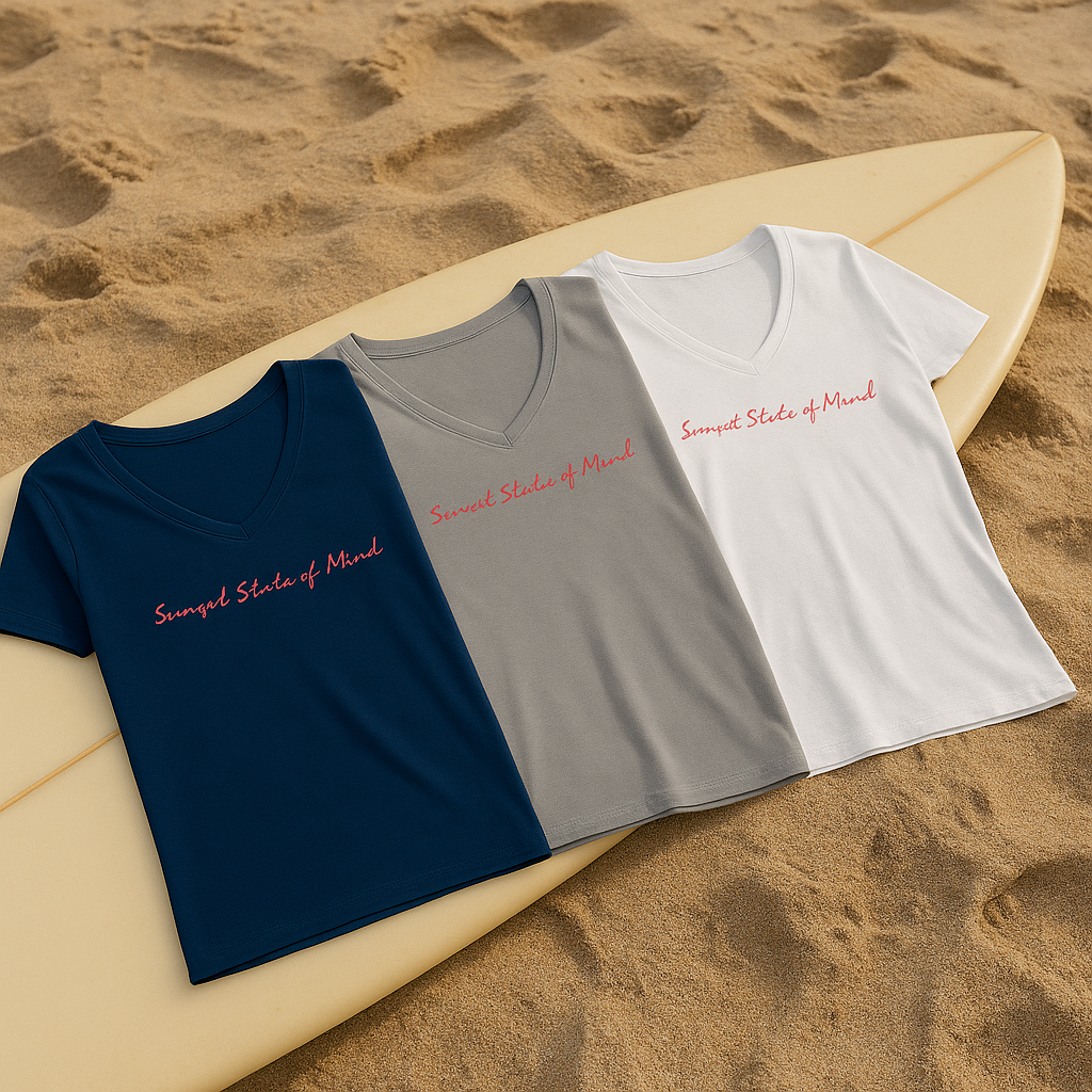 V-Neck T-Shirt Santorini - Sunset State of Mind