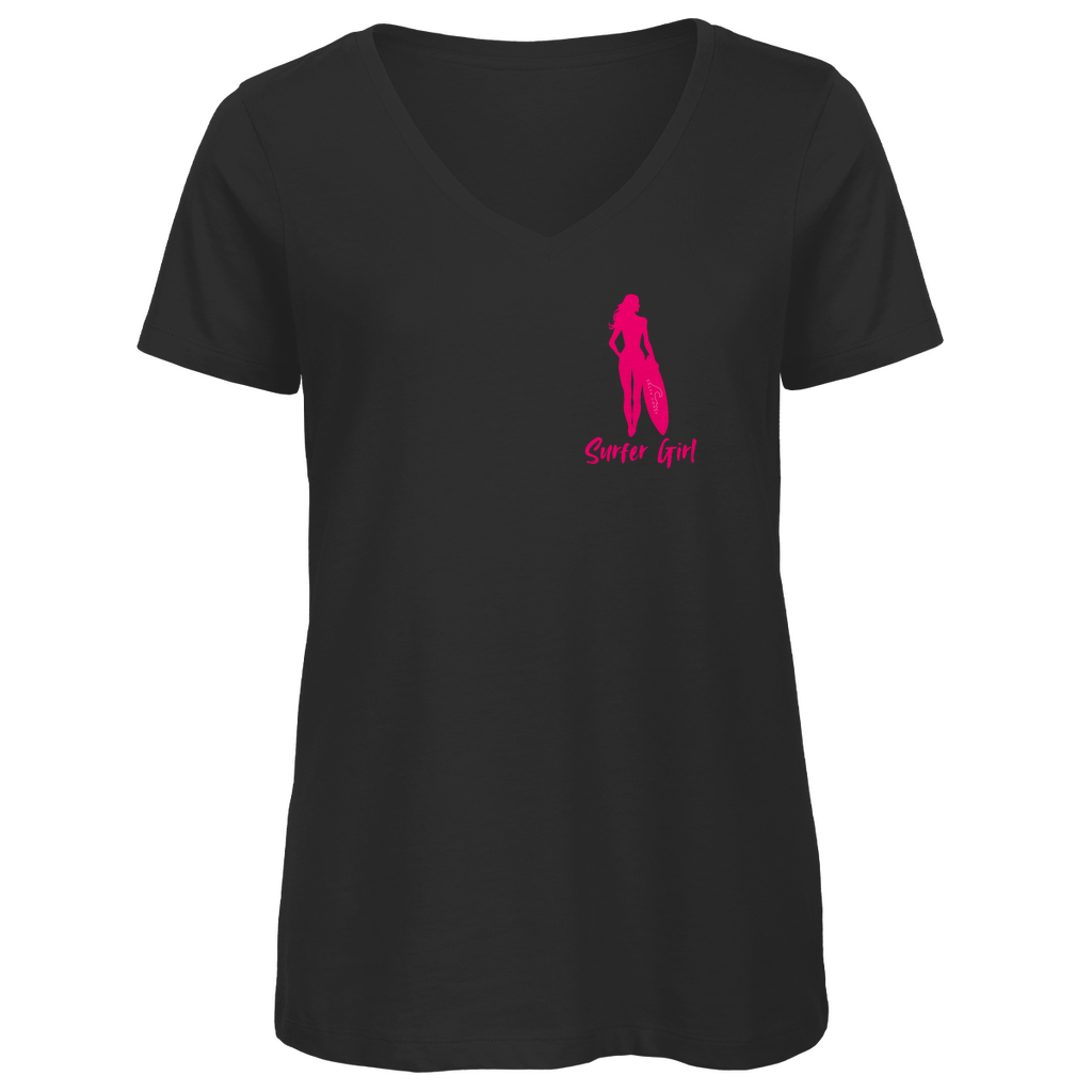 Premium Bio V-Neck: Surfer Girl für jeden Tag