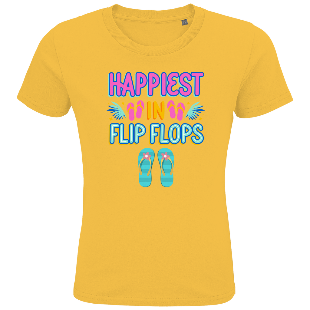 Pure Lebensfreude: Das "Happiest in Flip Flops" Organic Kinder-T-Shirt!