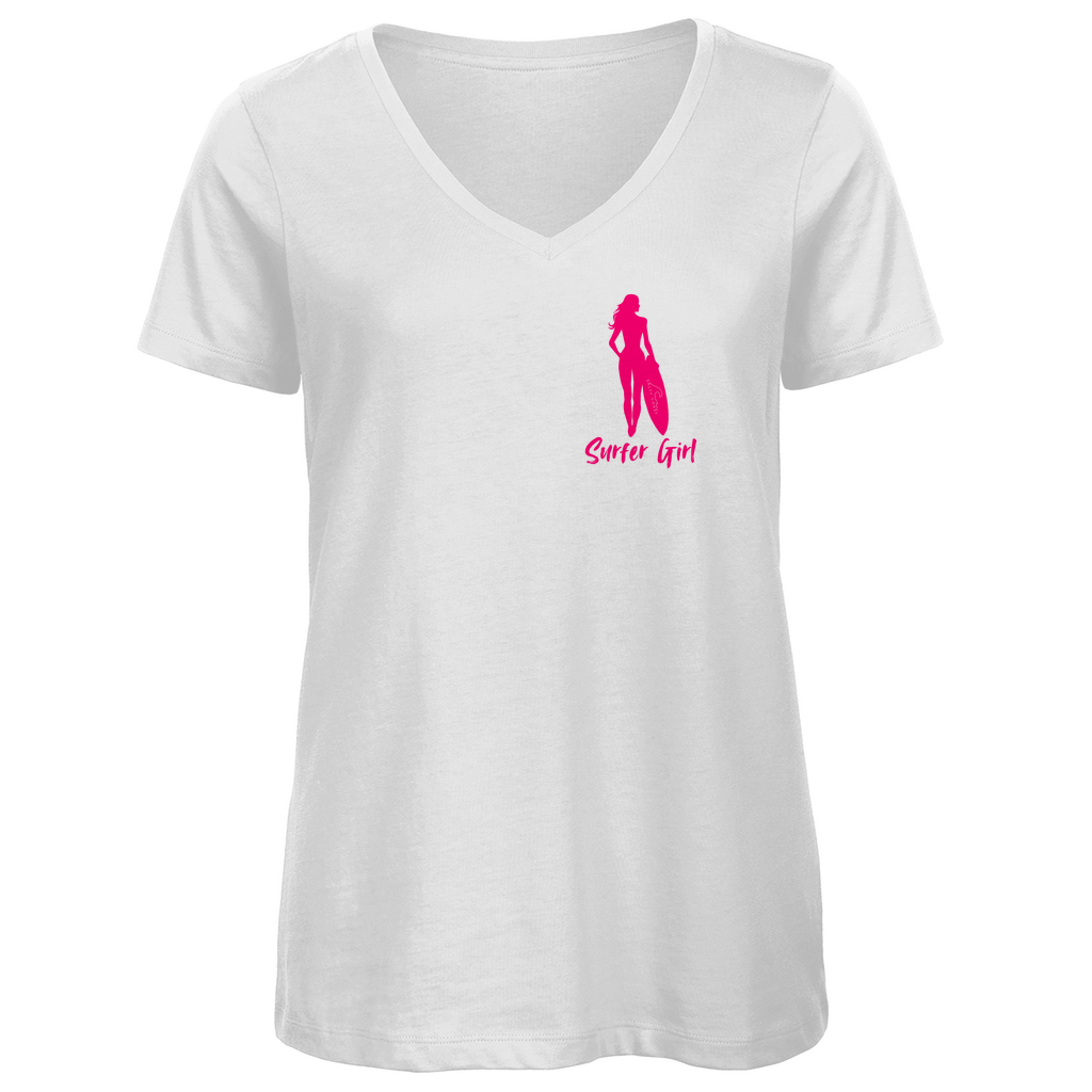 Premium Bio V-Neck: Surfer Girl für jeden Tag