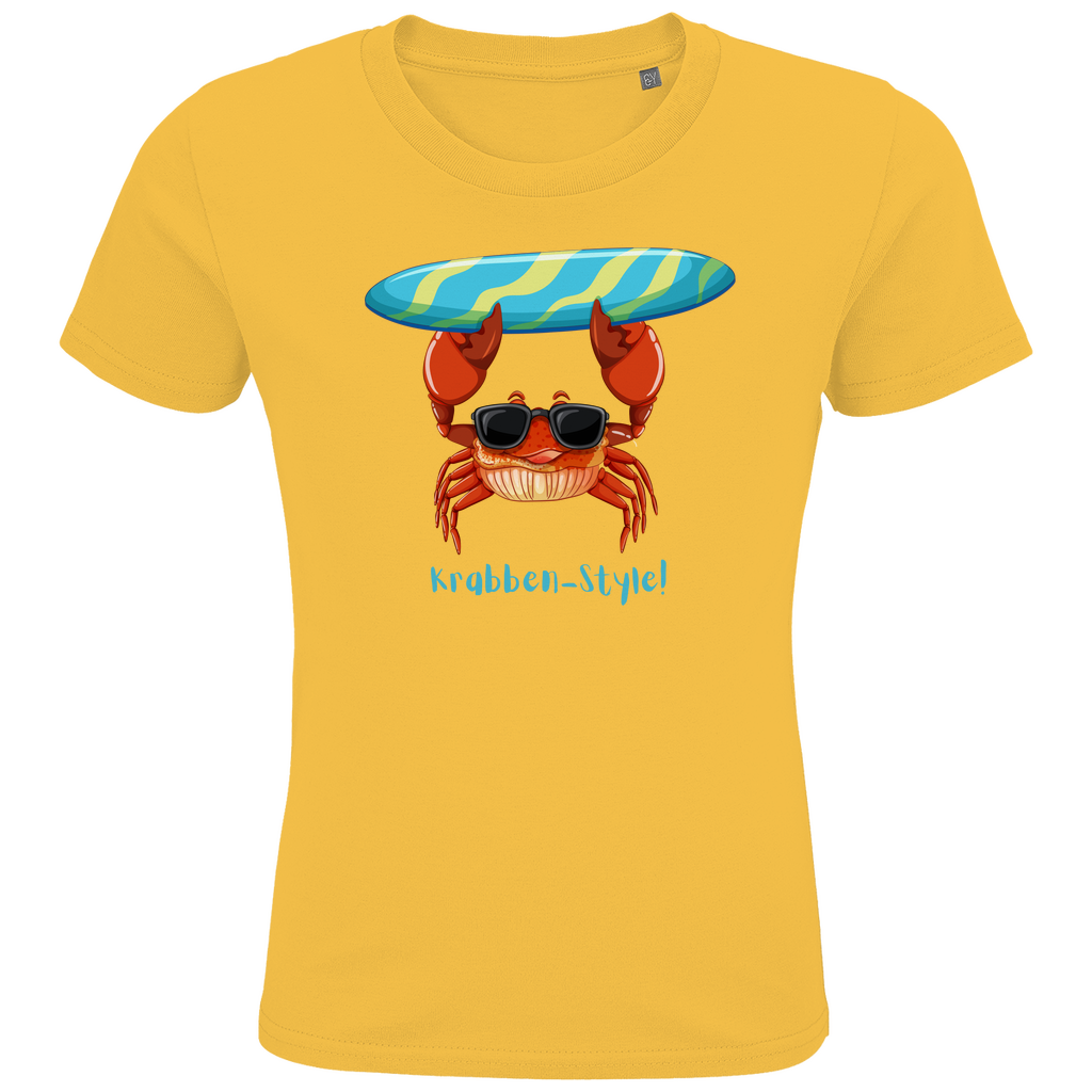 Surf-Style mal anders: Das organische Kinder-T-Shirt mit der coolen Krabbe!