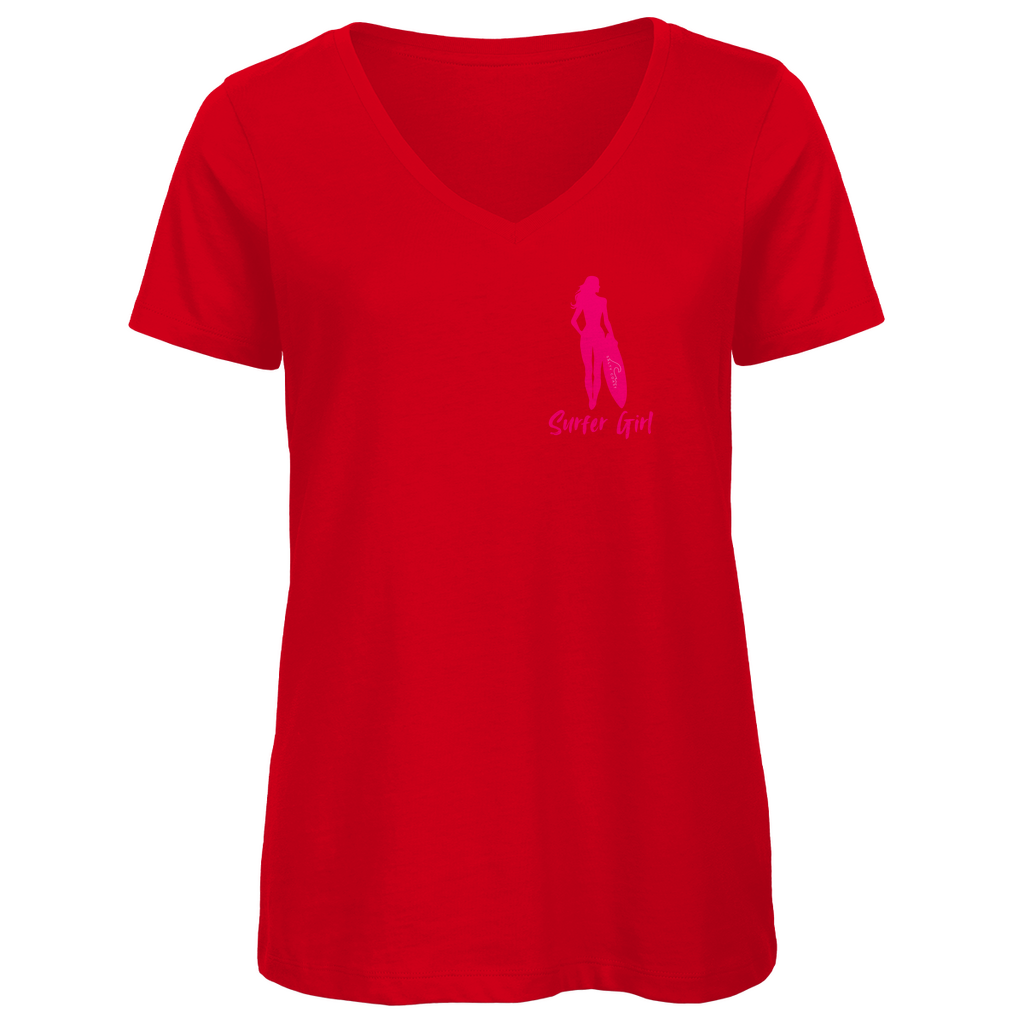 Premium Bio V-Neck: Surfer Girl für jeden Tag