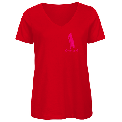 Premium Bio V-Neck: Surfer Girl für jeden Tag