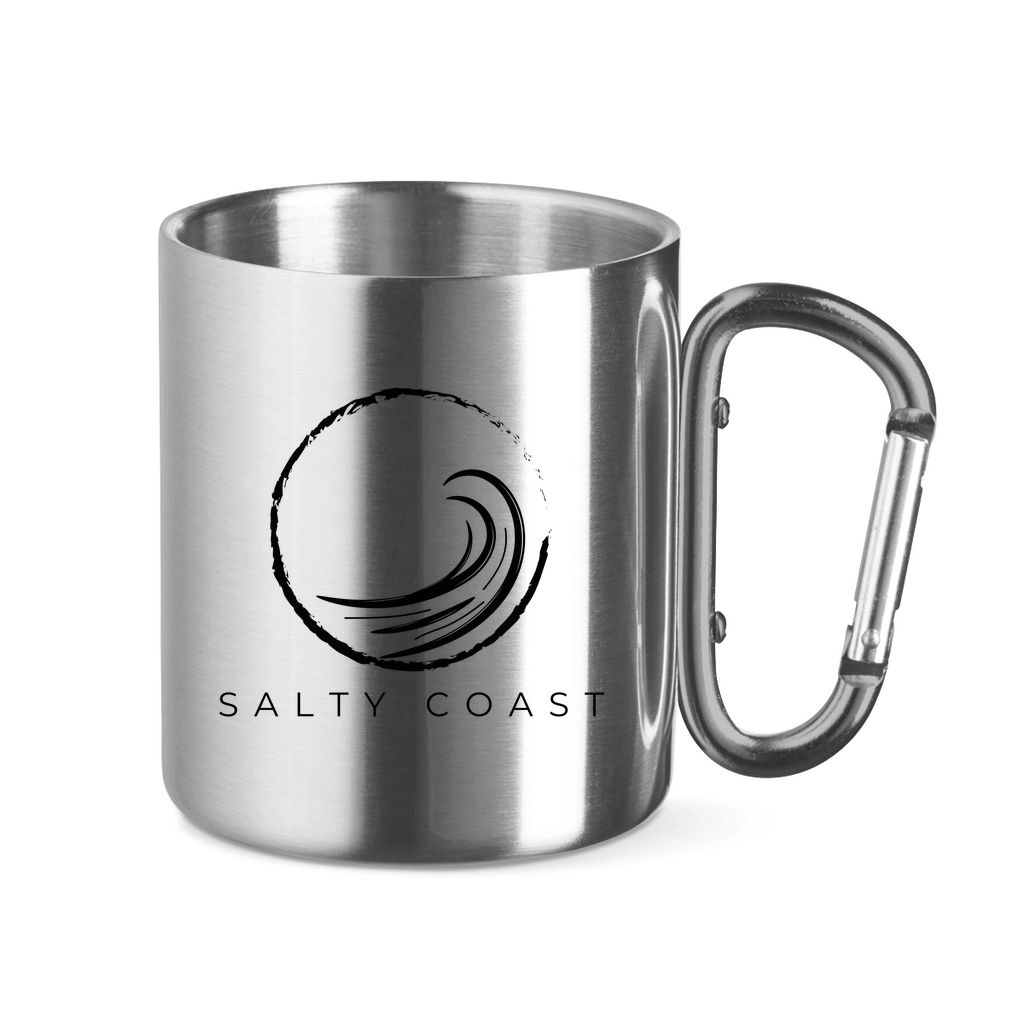 Edelstahltasse mit Karabinergriff Salty Wave