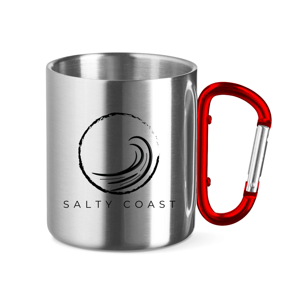 Edelstahltasse mit Karabinergriff Salty Wave