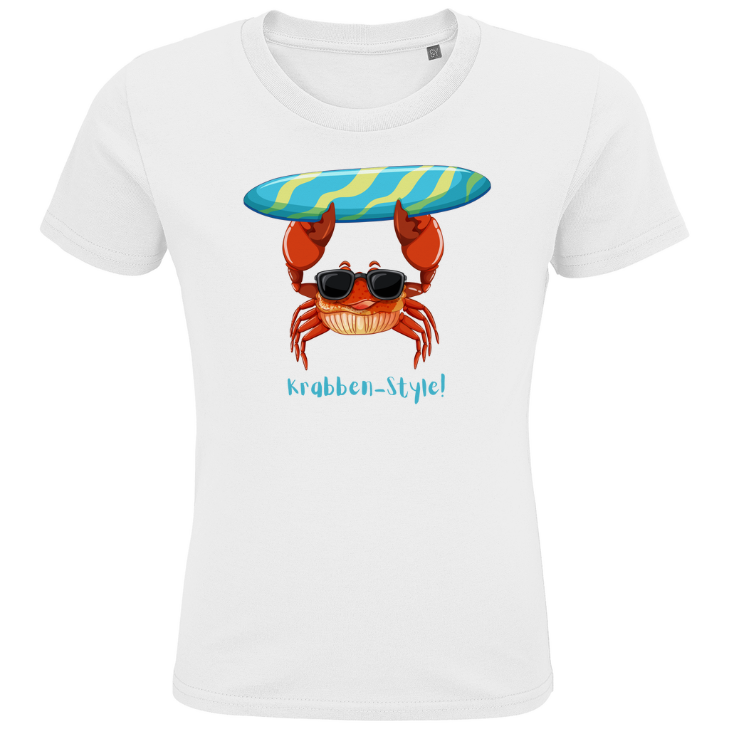 Surf-Style mal anders: Das organische Kinder-T-Shirt mit der coolen Krabbe!